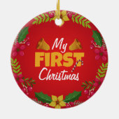 私の初めてのクリスマスの赤カスタムい写真 セラミックオーナメント (裏面)