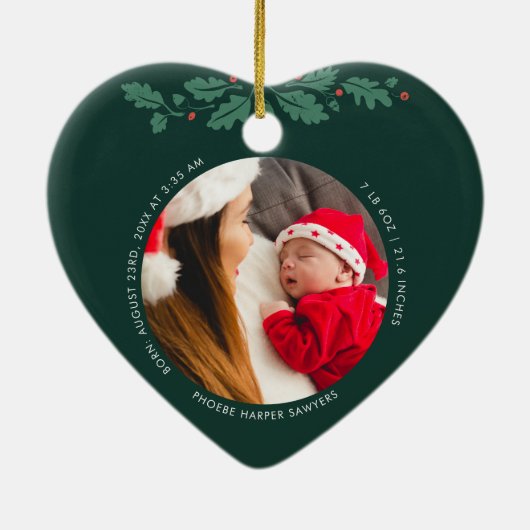 私の初めてのクリスマスはおばあちゃんのベビー写真 セラミックオーナメント (裏面)