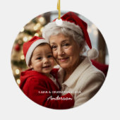 私の初めてのクリスマスはおばあちゃんの家族写真 セラミックオーナメント (裏面)