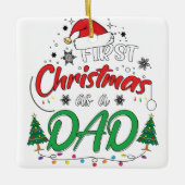 私の初めてのクリスマスはパパの新おもしろいしいパパ セラミックオーナメント (正面)