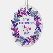 私の初めてのクリスマスはパパイヤーパープルリース セラミックオーナメント (右)