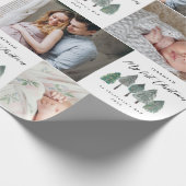 私の初めてのクリスマスはパパ写真コラージュ松の木 ラッピングペーパー (角)