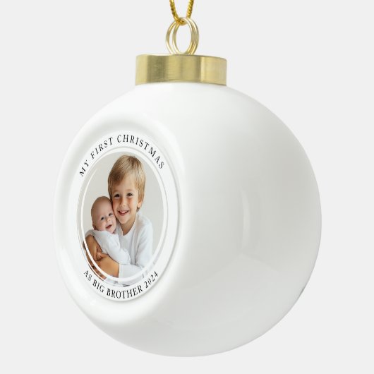 私の初めてのクリスマスはビッグブラザーのカスタム写真 セラミックボールオーナメント (右)