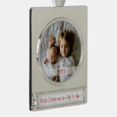 私の初めてのクリスマスはビッグブラザー写真/年 シルバープレートバナーオーナメント (右)