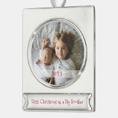私の初めてのクリスマスはビッグブラザー写真/年 シルバープレートバナーオーナメント (左)