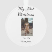 私の初めてのクリスマスはペット名を追加した犬の猫の年の写真 オーナメント (裏面)