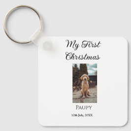 私の初めてのクリスマスはペット名を追加した犬の猫の年の写真 キーホルダー