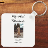 私の初めてのクリスマスはペット名を追加した犬の猫の年の写真 キーホルダー (裏面)