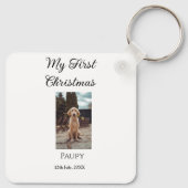 私の初めてのクリスマスはペット名を追加した犬の猫の年の写真 キーホルダー (裏面)
