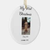 私の初めてのクリスマスはペット名を追加した犬の猫の年の写真 セラミックオーナメント (右)