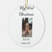 私の初めてのクリスマスはペット名を追加した犬の猫の年の写真 セラミックオーナメント (左)