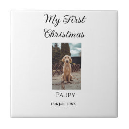 私の初めてのクリスマスはペット名を追加した犬の猫の年の写真 タイル