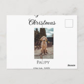 私の初めてのクリスマスはペット名を追加した犬の猫の年の写真 ポストカード (裏面)