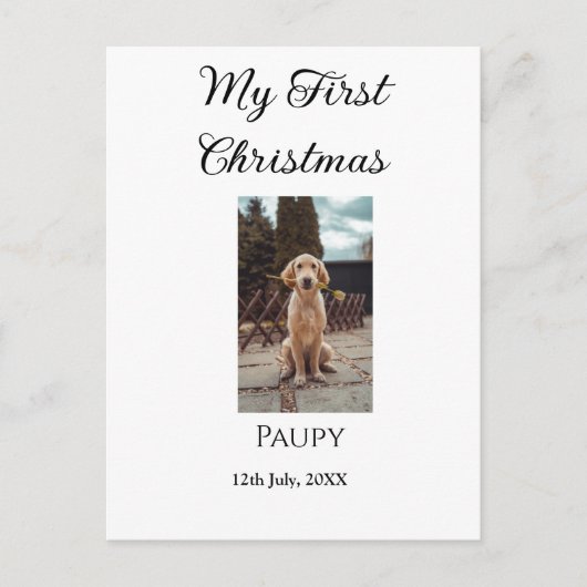 私の初めてのクリスマスはペット名を追加した犬の猫の年の写真 ポストカード (正面)