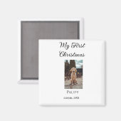 私の初めてのクリスマスはペット名を追加した犬の猫の年の写真 マグネット (正面/裏面)