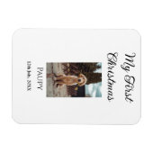 私の初めてのクリスマスはペット名を追加した犬の猫の年の写真 マグネット (横)