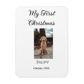 私の初めてのクリスマスはペット名を追加した犬の猫の年の写真 マグネット (縦)