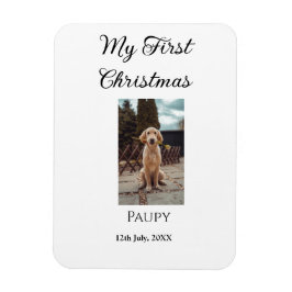 私の初めてのクリスマスはペット名を追加した犬の猫の年の写真 マグネット