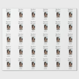 私の初めてのクリスマスはペット名を追加した犬の猫の年の写真 ラッピングペーパー