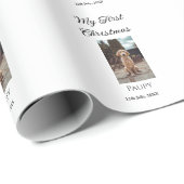 私の初めてのクリスマスはペット名を追加した犬の猫の年の写真 ラッピングペーパー (ロールコーナー)