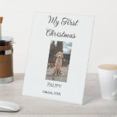私の初めてのクリスマスはペット名を追加した犬の猫の年の写真 台座サイン (インサイチュ)