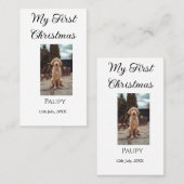 私の初めてのクリスマスはペット名を追加した犬の猫の年の写真 名刺 (正面/裏面)