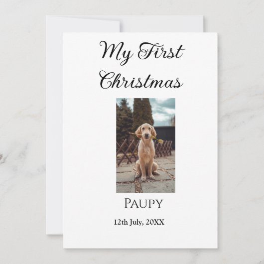 私の初めてのクリスマスはペット名を追加した犬の猫の年の写真 招待状 (正面)