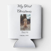 私の初めてのクリスマスはペット名を追加した犬の猫の年の写真 缶クーラー (裏面)