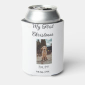 私の初めてのクリスマスはペット名を追加した犬の猫の年の写真 缶クーラー (缶裏面)