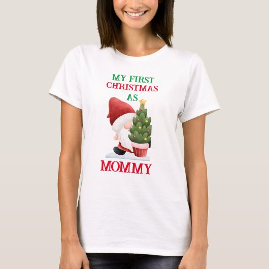 私の初めてのクリスマスはママ、家族のクリスマス Tシャツ (正面)