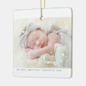 私の初めてのクリスマスはモダンベビーガールの写真を星 セラミックオーナメント (左)