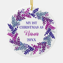 私の初めてのクリスマスは七年紫リース セラミックオーナメント
