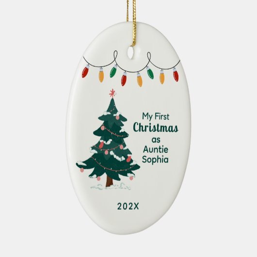 私の初めてのクリスマスは叔母としてパーソナライズされた セラミックオーナメント (右)