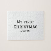 私の初めてのクリスマスは名前を追加男らしmen文字sim ジグソーパズル (横)