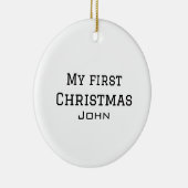 私の初めてのクリスマスは名前を追加男らしmen文字sim セラミックオーナメント (右)