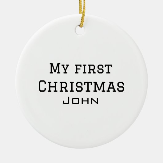 私の初めてのクリスマスは名前を追加男らしmen文字sim セラミックオーナメント (正面)