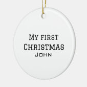 私の初めてのクリスマスは名前を追加男らしmen文字sim セラミックオーナメント (左)