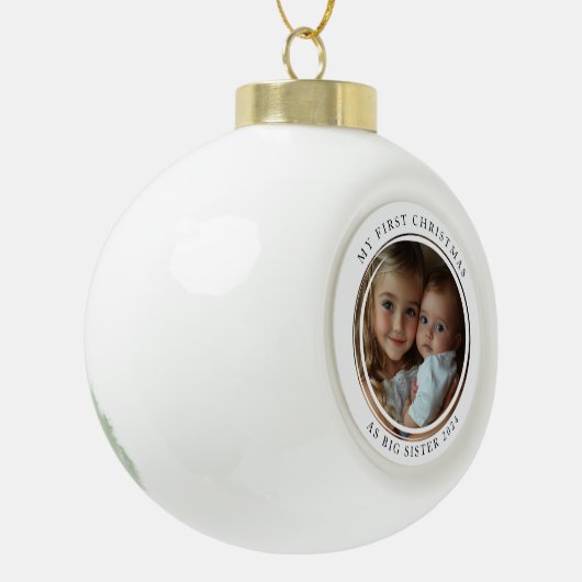 私の初めてのクリスマスは姉の写真とカスタムして セラミックボールオーナメント (左)