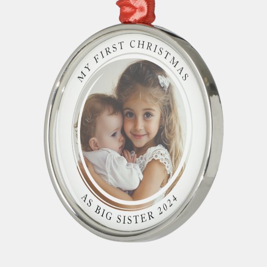 私の初めてのクリスマスは姉の写真とカスタムして メタルオーナメント (左)