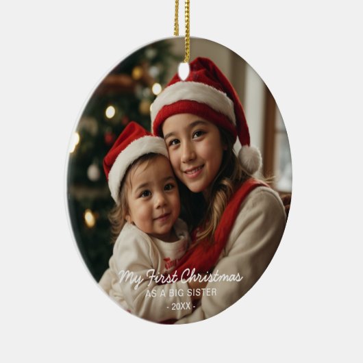 私の初めてのクリスマスは姉妹家族の写真 セラミックオーナメント (右)