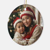 私の初めてのクリスマスは姉妹家族の写真 セラミックオーナメント (左)