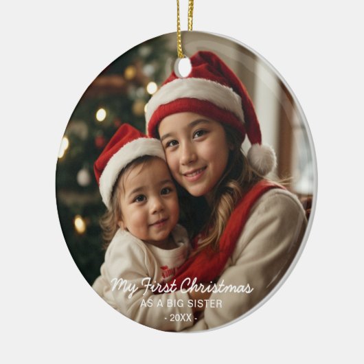 私の初めてのクリスマスは姉妹家族の写真 セラミックオーナメント (左)