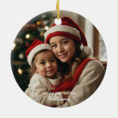 私の初めてのクリスマスは姉妹家族の写真 セラミックオーナメント (裏面)