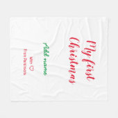 私の初めてのクリスマスは愛で名前の姓を追加 フリースブランケット (正面(横))