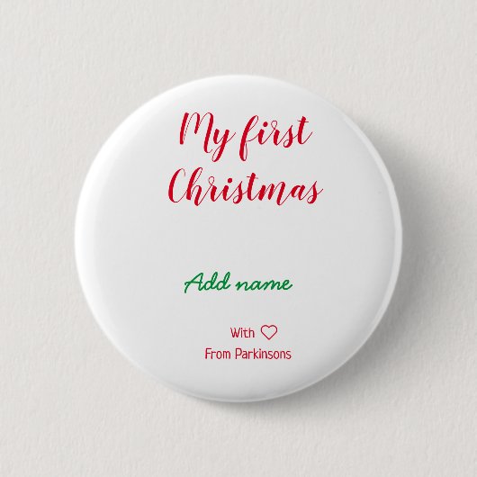 私の初めてのクリスマスは愛で名前の姓を追加 缶バッジ (正面)
