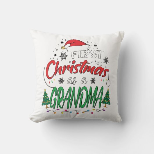私の初めてのクリスマスは新しいおもしろいおばあちゃん クッション (正面)