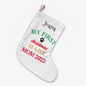 私の初めてのクリスマスは毛皮の母 スモールクリスマスストッキング (正面 (吊り時))