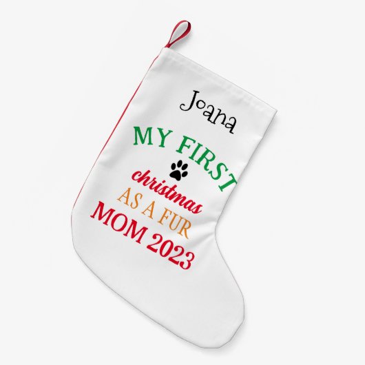 私の初めてのクリスマスは毛皮の母 スモールクリスマスストッキング (正面 (吊り時))