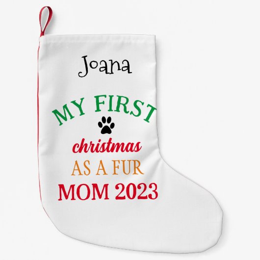 私の初めてのクリスマスは毛皮の母 スモールクリスマスストッキング (正面)