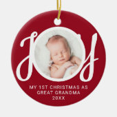 私の初めてのクリスマスは素晴らしおばあちゃんの写真レッド セラミックオーナメント (正面)